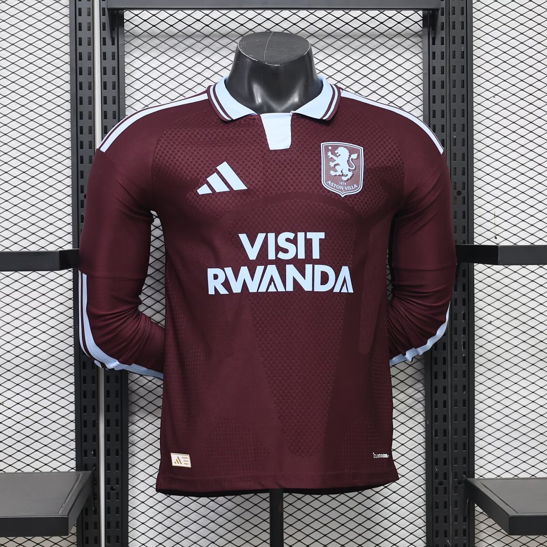 Player Version Aston Villa Home Long Sleeve Soccer Jersey 26 27